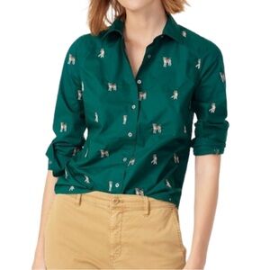 J Crew Button Down Shirt Dog Embroidery